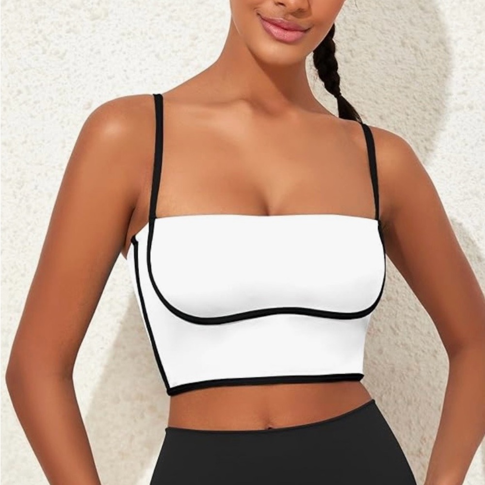 Stylish White and Black Crop Top